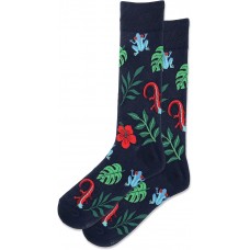 Hot Sox Men's Frog Lizard Leaf Crew Socks 1 Pair, Navy, Men's 10-13 Shoe