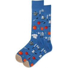 Hot Sox Men's Chef Crew Socks 1 Pair, Teal, Men's 10-13 Shoe