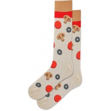 Hot Sox Men's Pizza Crew Socks 1 Pair, Natural heather, Men's 10-13 Shoe