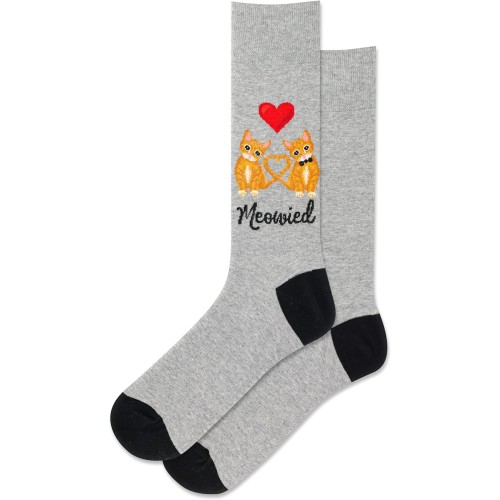Hot Sox Men's Meowied Crew Socks 1 Pair, Grey Heather, Men's 10-13 Shoe Hot Sox Men's Meowied Crew Socks 1 Pair, Grey Heather, Men's 10-13 Shoe