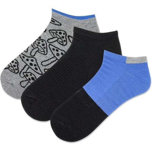 Hot Sox Men's Mushroom Low Cut Socks 3 Pair, Grey Heather, Men's 10-13 Shoe