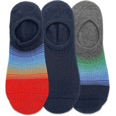 Hot Sox Men's Ombre Stripe Liner Socks 3 Pair, Dark Navy, Men's 10-13 Shoe