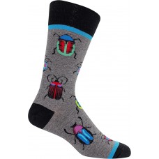 Hot Sox Men's Bugs Crew Socks 1 Pair, Charcoal Heather, Men's 10-13