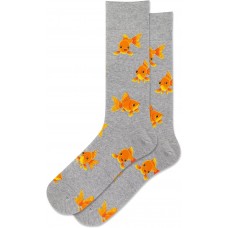 Hot Sox Men's Goldfish Crew Socks 1 Pair, Grey Heather, Men's 10-13