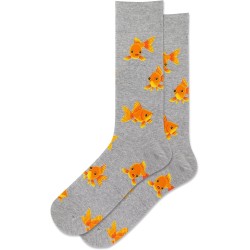 Hot Sox Men's Goldfish Crew Socks 1 Pair, Grey Heather, Men's 10-13