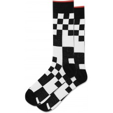 Hot Sox Men's Mixed Grid Crew Socks 1 Pair, Black, Men's 10-13