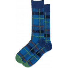 Hot Sox Men's Plaid Crew Socks 1 Pair, Teal, Men's 10-13