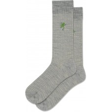 Hot Sox Men's Ribbed Frog Embroidery Wool Crew Socks 1 Pair, Grey Heather, Men's 10-13