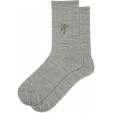 Hot Sox Women's Embroidery Frog Wool Crew Socks 1 Pair, Grey Heather, Women's 4-10