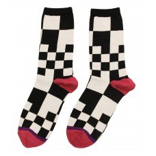 Hot Sox Women's Mixed Grid Crew Socks 1 Pair, Black, Women's 4-10