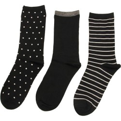 Hot Sox Women's Dot Stripes Crew Socks 1 Pair, Assort, Women's 4-10