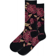 Hot Sox Women's Tapestry Floral Crew Socks 1 Pair, Black, Women's 4-10