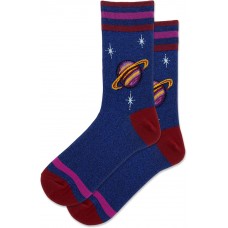 Hot Sox Women's Metallic Saturn Crew Socks 1 Pair, Navy, Women's 4-10