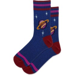 Hot Sox Women's Metallic Saturn Crew Socks 1 Pair, Navy, Women's 4-10