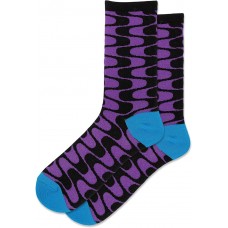 Hot Sox Women's Groovy Crew Socks 1 Pair, Black, Women's 4-10