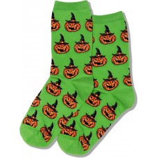 Hot Sox Women's Jack O' Lantern Socks 1 Pair, Bright Green, Women's 4-10