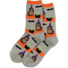 Hot Sox Women's Owl Witch Socks 1 Pair, Sweatshirt Heather Grey, Women's 4-10