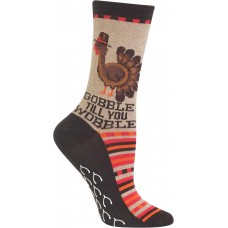 Hot Sox Women's Gobble Til You Wobble Socks 1 Pair, Hemp Heather, Women's 4-10