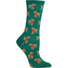 Hot Sox Women's Poodle And Bow Socks 1 Pair, Forest Green, Women's 4-10