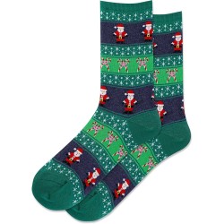 Hot Sox Women's Santa Fairisle Socks 1 Pair, Forest Green, Women's 4-10 Hot Sox Women's Santa Fairisle Socks 1 Pair, Forest Green, Women's 4-10