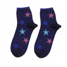 Hot Sox Women's Metallic Stars Anklet Socks 1 Pair, Navy, Women's 4-10