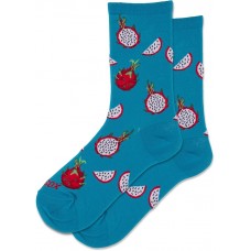 Hot Sox Women's Dragon Fruit Crew Socks 1 Pair, Turquoise, Women's Shoe 4-10