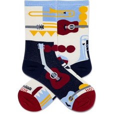 Hot Sox Women's Music Retro Crew Socks 1 Pair, Cream, Women's Shoe 4-10