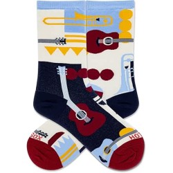 Hot Sox Women's Music Retro Crew Socks 1 Pair, Cream, Women's Shoe 4-10