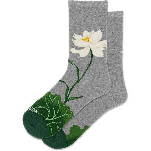 Hot Sox Women's White Lotus Crew Socks 1 Pair, Grey Heather, Women's Shoe 4-10 Hot Sox Women's White Lotus Crew Socks 1 Pair, Grey Heather, Women's Shoe 4-10