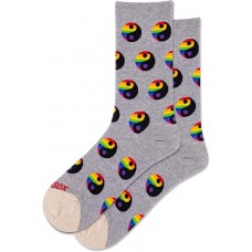 Hot Sox Women's Pride Yin Yang Crew Socks 1 Pair, Grey Heather, Women's Shoe 4-10