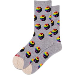 Hot Sox Women's Pride Yin Yang Crew Socks 1 Pair, Grey Heather, Women's Shoe 4-10