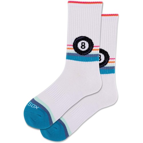 Hot Sox Women's Retro Eight Ball Crew Socks 1 Pair, White, Women's Shoe 4-10 Hot Sox Women's Retro Eight Ball Crew Socks 1 Pair, White, Women's Shoe 4-10