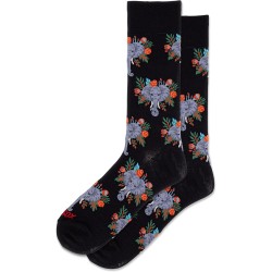Hot Sox Men's Tropical Elephant Crew Socks 1 Pair, Black, Men's Shoe 10-13 Hot Sox Men's Tropical Elephant Crew Socks 1 Pair, Black, Men's Shoe 10-13