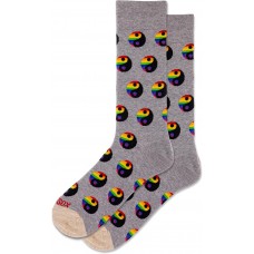 Hot Sox Men's Pride Yin Yang Crew Socks 1 Pair, Grey Heather, Men's Shoe 10-13