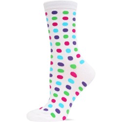 HotSox Womens Classic Large Dot Socks, White, 1 Pair, Womens Shoe 4-10