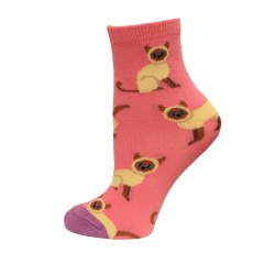 Hot Sox Kid's Siamese Cat Crew Sock 1 Pair, Grey Heather, Medium/Large