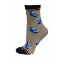 Hot Sox Kid's Dreidel Crew Sock 1 Pair, Grey Heather, Large/X-Large