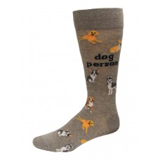 Hot Sox Men's Dog Person Crew Sock 1 Pair, Grey Heather, Men's 10-13