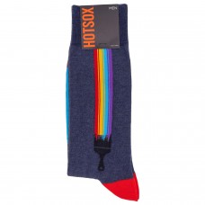 Hot Sox Men's Rainbow Brush Crew Socks 1 Pair, Denim Heather, Men's Shoe 10-13