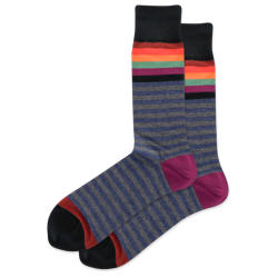 Hot Sox Men's Pop Stripe Crew Socks 1 Pair, Black, Men's 6-12 Shoe Hot Sox Men's Pop Stripe Crew Socks 1 Pair, Black, Men's 6-12 Shoe