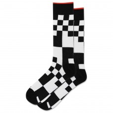 Hot Sox Men's Mixed Grid Crew Socks 1 Pair, Navy, Men's 10-13