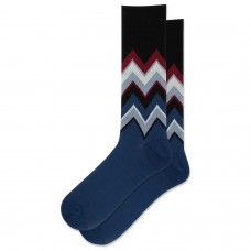 Hot Sox Men's Chevron Wool Crew Socks 1 Pair, Black, Men's 10-13