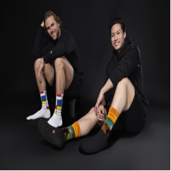 Hot Sox Men's Mondrian Active Crew Socks 1 Pair, White, Men's 6-12 Shoe Hot Sox Men's Mondrian Active Crew Socks 1 Pair, White, Men's 6-12 Shoe