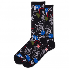 Hot Sox Men's Art Faces Active Crew Socks 1 Pair, Black, Men's 6-12 Shoe