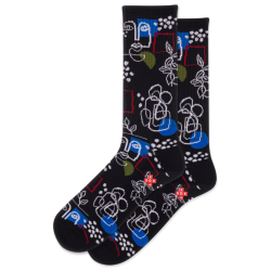 Hot Sox Men's Art Faces Active Crew Socks 1 Pair, Black, Men's 6-12 Shoe Hot Sox Men's Art Faces Active Crew Socks 1 Pair, Black, Men's 6-12 Shoe