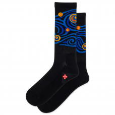 Hot Sox Men's Starry Night Active Crew Socks 1 Pair, Black, Men's 6-12 Shoe