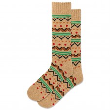 HotSox Men's Fair Isle Boot Socks 1 Pair, Hemp Heather, Men's 10-13 Shoe