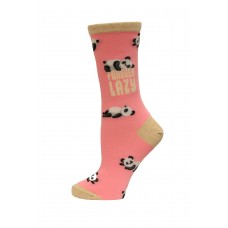 Hot Sox Women's Forever Lazy Panda Crew Sock 1 Pair, Pink Multi, Women's 9-11