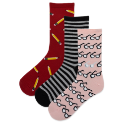 Hot Sox Women's School Supplies Crew Socks 3 Pair, Assorted, Women's 4-10 Shoe Hot Sox Women's School Supplies Crew Socks 3 Pair, Assorted, Women's 4-10 Shoe