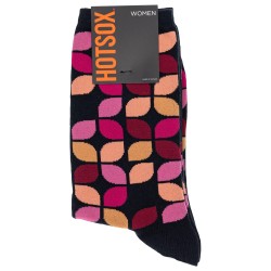 Hot Sox Women's Leafy Geo Crew Socks 1 Pair, Black, Women's Shoe 4-10